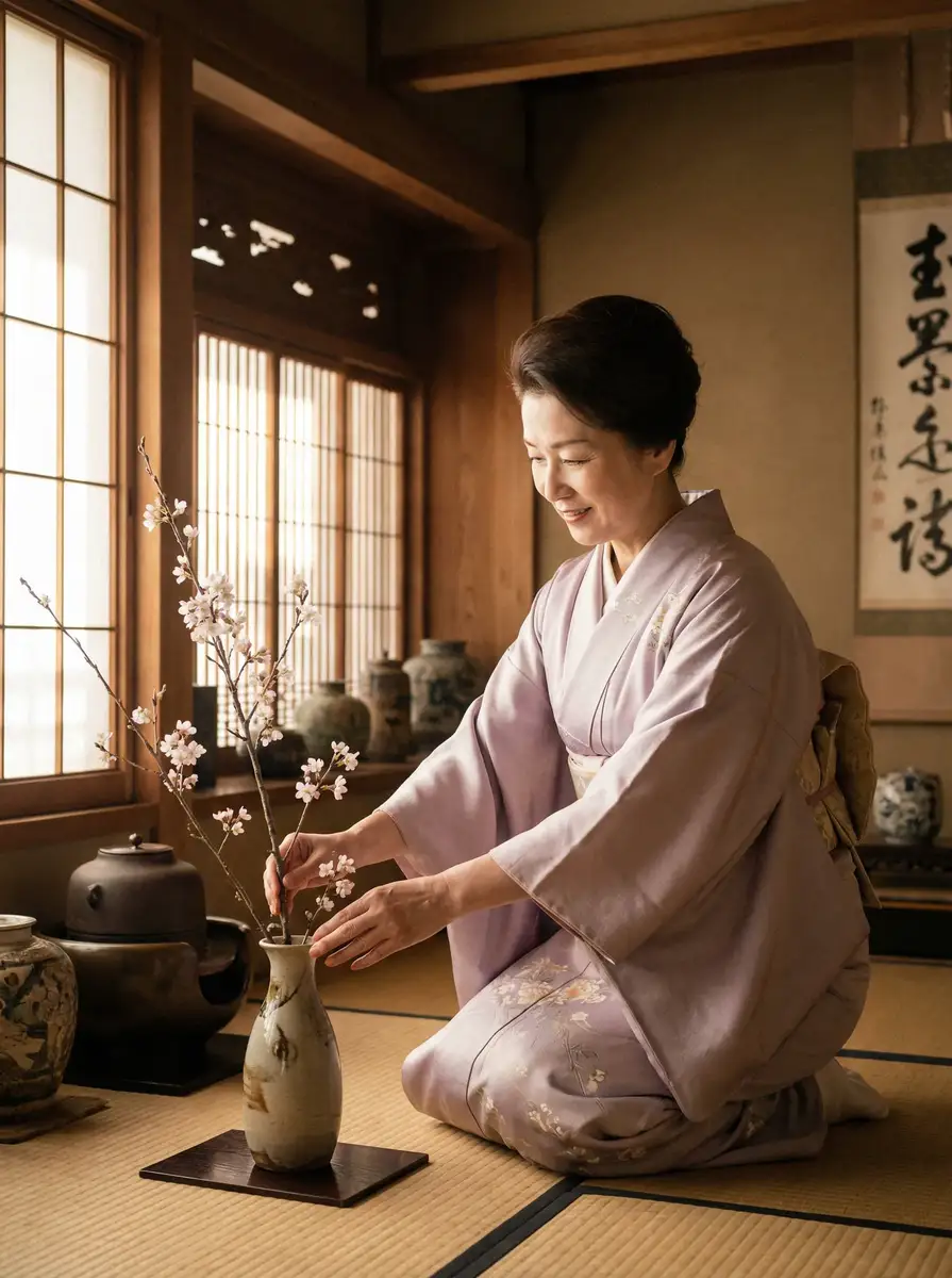 一位优雅的 每日大赛 | 每日大赛官方平台-今日热点每日大赛爆料专区 在和室中插花